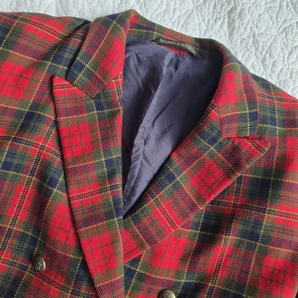 Vintage Tartan Scottish Plaid Double Breasted Blazer Preppy Academia Wool Blazer - Picture 4 of 16